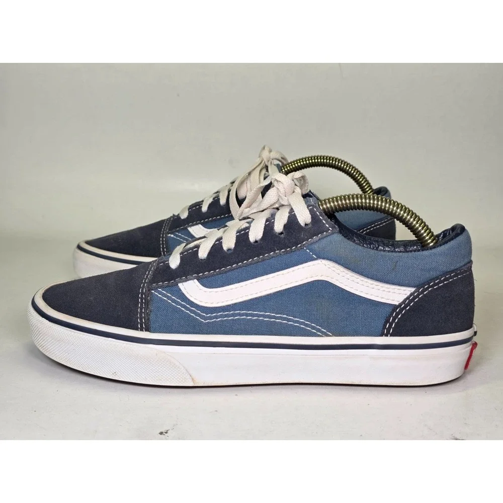 VANS Old Skool‎ Juniors Sneakers Size 6 Navy Blue White Skate Suede Canvas Shoes